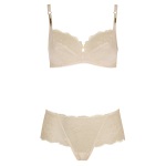 Cream Pink Balcony Bra and Shorty