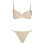 Cream Pink Push-Up Contour Bra and Tanga