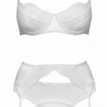 Lace Cup Balcony Bra, Suspender Belt and Silk Thong