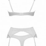 Lace Cup Balcony Bra, Suspender Belt and Silk Thong