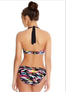 Graffiti Padded Banded Halter Bikini Top