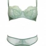 Mint Lace Balcony Bra and Thong with Silk Robe