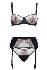 Silk bra & thong & suspender belt