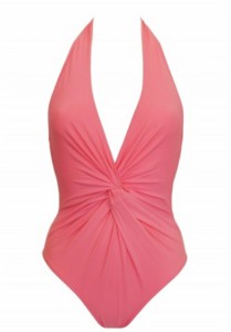 Sunset Pink Knotted Swimsuit front